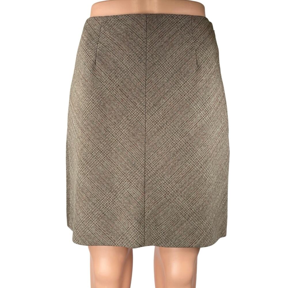 NEW Banana Republic Brown 100% Wool Herringbone High Waist Pencil Mini Skirt 4